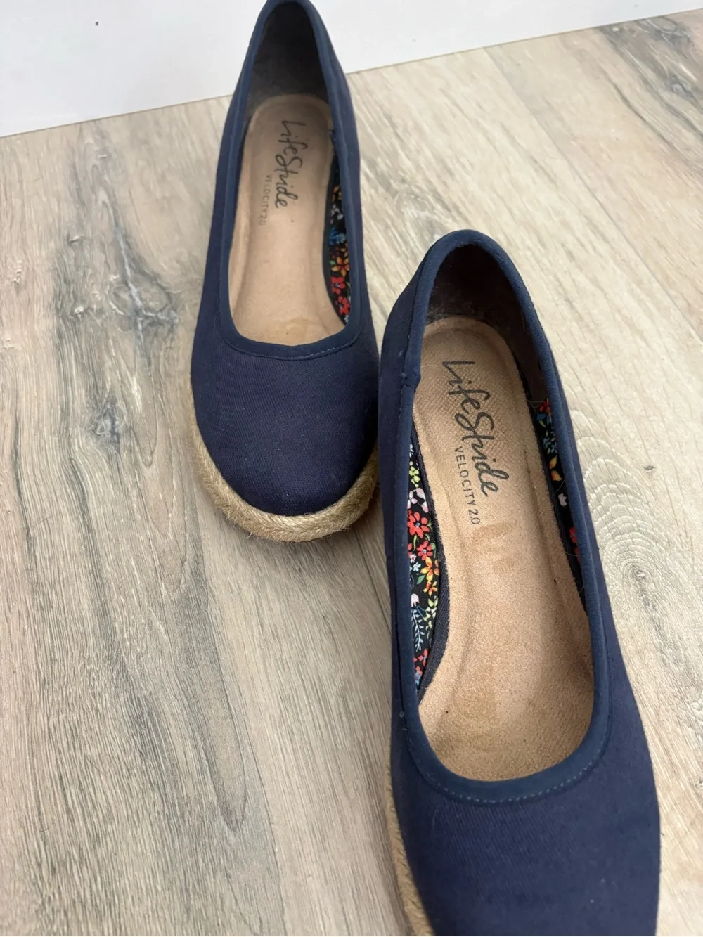 Life Stride Navy Canvas Wedge Espadrille